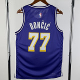 2025-26 Lakers DONCIC #77 Purple Top Quality Hot Pressing NBA Jersey (Trapeze Edition) 飞人版