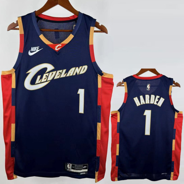 2025-26 Cleveland Cavaliers HARDEN #1 Royal blue Retro Top Quality Hot Pressing NBA Jersey (V领)