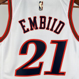 2025-26 76ERS EMBIID #21 White Top Quality Hot Pressing NBA Jersey (V领)