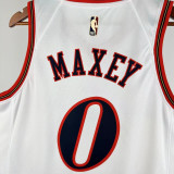 2025-26 76ERS MAXEY #0 White Top Quality Hot Pressing NBA Jersey (V领)