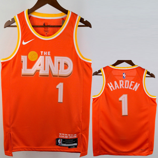 2025-26 Cleveland Cavaliers HARDEN #1 Orange City Edition Top Quality Hot Pressing NBA Jersey