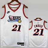 2025-26 76ERS EMBIID #21 White Top Quality Hot Pressing NBA Jersey (V领)