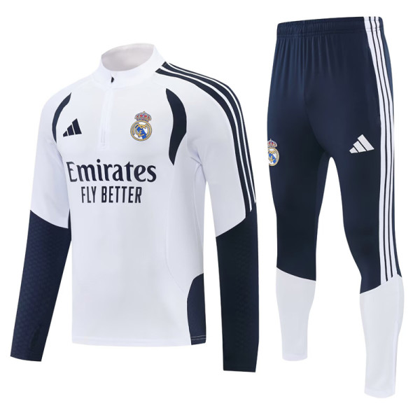 2026-27 RMA White Half Pull Tracksuit (半拉链)