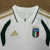 2026-27 Italy White Polo Short Sleeve (半拉链)