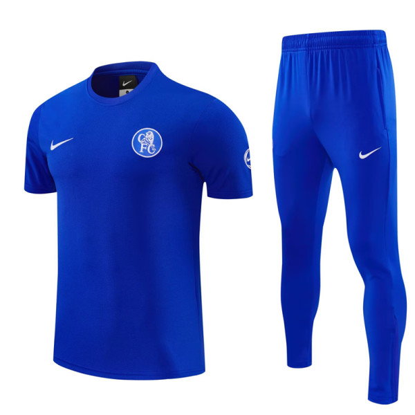 2026-27 CHE Fancy blue Short shirts and Long trousers Suit (圆领)