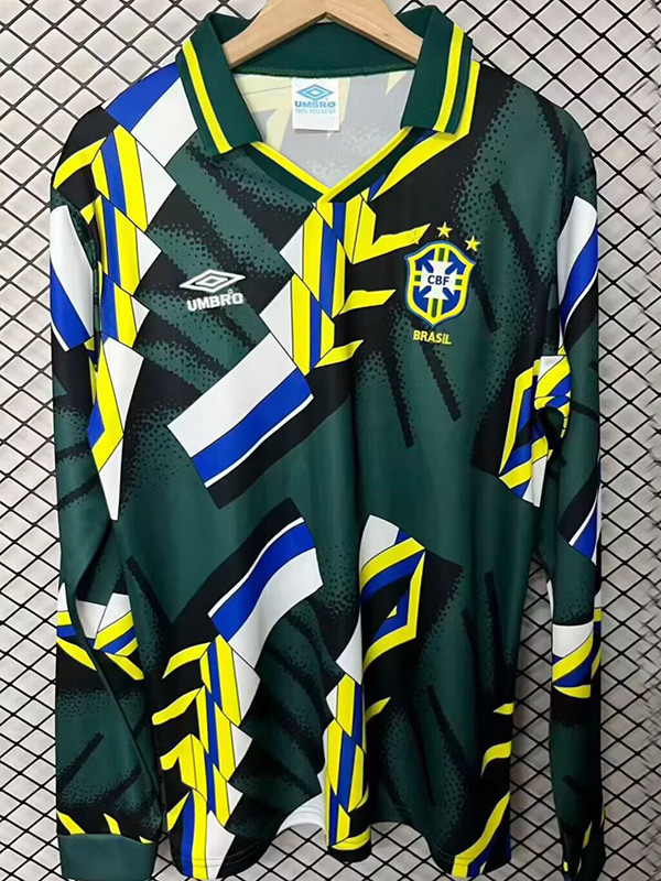 1994 Brazil Green Goalkeeper Long Sleeve Retro Soccer Jersey (长袖)