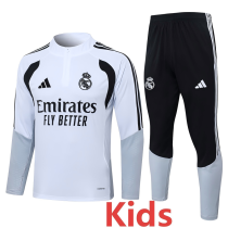 2026-27 RMA White Kids Half Pull Tracksuit #E26016(童装)(半拉链)