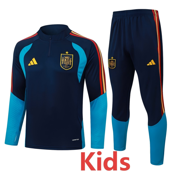 2026-27 Spain Royal blue Kids Half Pull Tracksuit #E26024(童装)(半拉链)