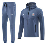 2026-27 PSG Grey Blue Hoodie Jacket Tracksuit #01