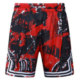 C2528 AJ Red Bastketball Casual Short Pants #夕阳红