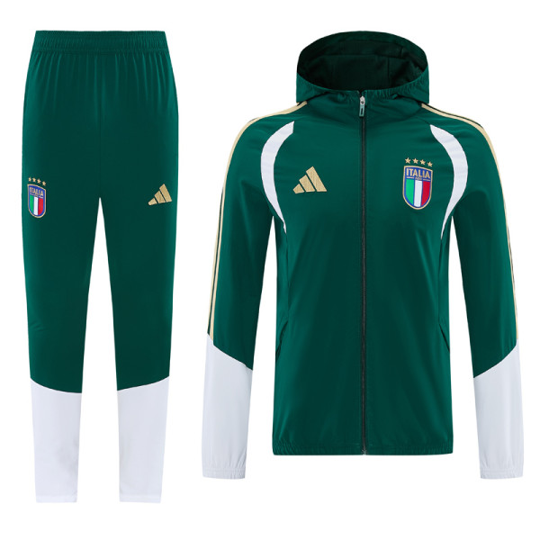 2025-26 Italy Green Windbreaker Suit (Hoodie)(风衣套装)