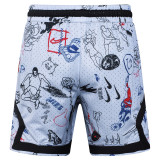 C2523 AJ Light gray Bastketball Casual Short Pants #涂鸦灰
