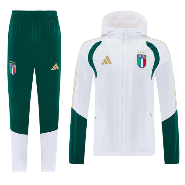 2025-26 Italy White Windbreaker Suit (Hoodie)(风衣套装)