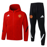 2025-26 Man Utd Red Hoodie Jacket Tracksuit #F642