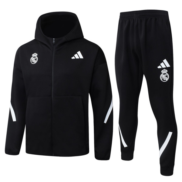 2025-26 RMA Black Hoodie Jacket Tracksuit #F633