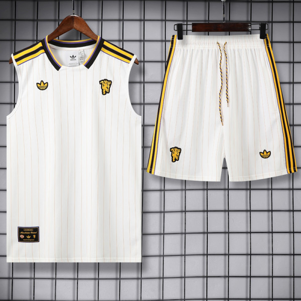 2025-26 Man Utd White Tank top and shorts suit