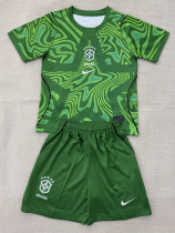2026-27 Brazil Green Goalkeeper Kids Soccer Jersey