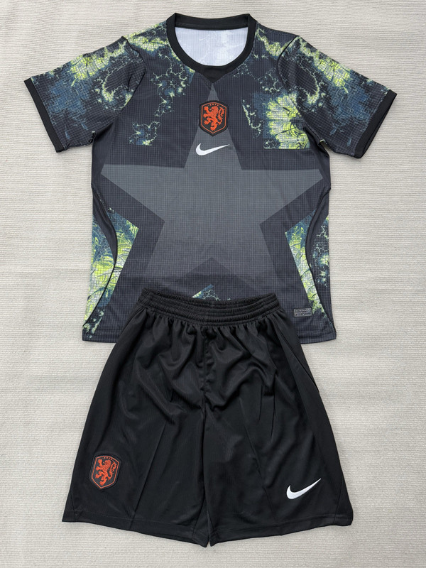 2026-27 Netherlands Black Goalkeeper Kids Soccer Jersey