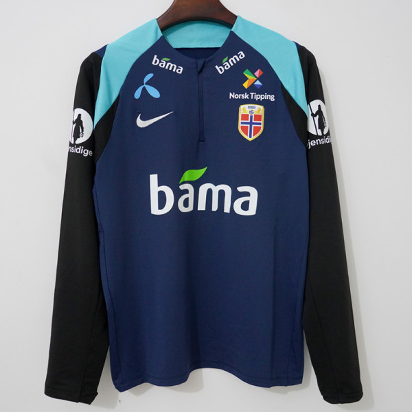 2025-26 Norway Royal blue Top Half Pull Tracksuit (半拉上衣)
