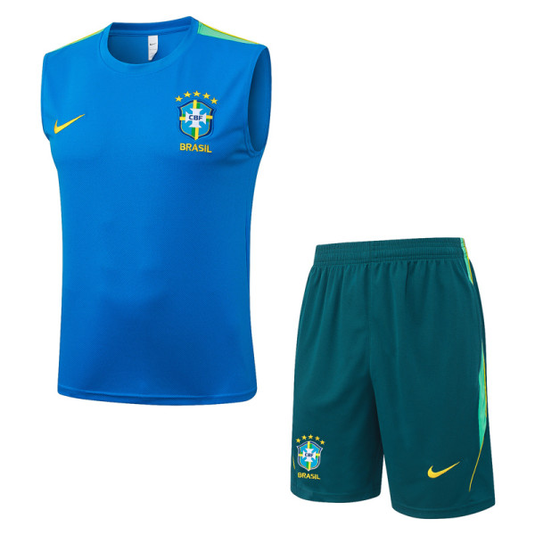 2026-27 Brazil Lake blue Tank top and shorts suit #D26030