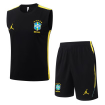 2026-27 Brazil Black Tank top and shorts suit #D26029