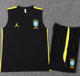 2026-27 Brazil Black Tank top and shorts suit #D26029