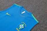 2026-27 Brazil Lake blue Tank top and shorts suit #D26030