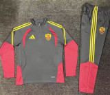 2026-27 Roma Gray Half Pull Tracksuit (Pants Have Pocket)(半拉链)