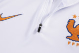 2026-27 France White Kids Half Pull Tracksuit (童装)(半拉链)