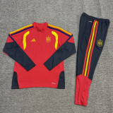 2026-27 Spain Red Kids Half Pull Tracksuit (童装)(半拉链)