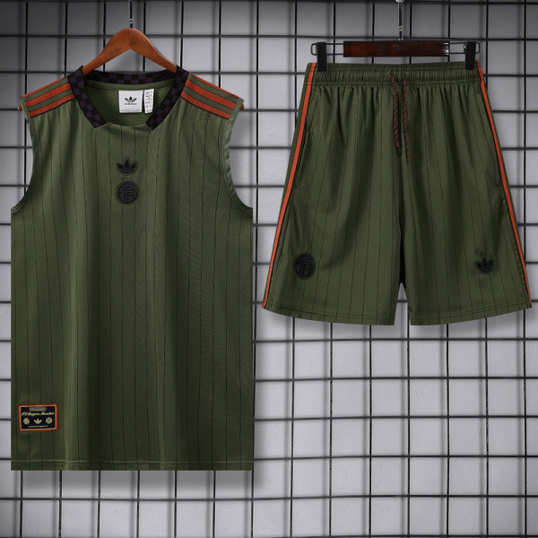 2025-26 Bayern Dark green Tank top and shorts suit