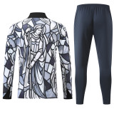 2026-27 England White Half Pull Tracksuit (涂鸦半拉链)