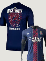 2025-26 PSG Home Print 2 Star Champions of Europe 26 Player Version Soccer Jersey
