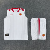 2025-26 Man Utd White red Tank top and shorts suit