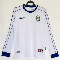 1998 Brazil White Long Sleeve Retro Soccer Jersey (长袖)