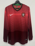 2014 Portugal Home Long Sleeve Retro Soccer Jersey (长袖)