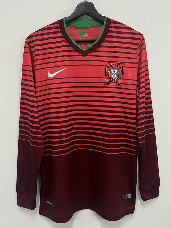 2014 Portugal Home Long Sleeve Retro Soccer Jersey (长袖)