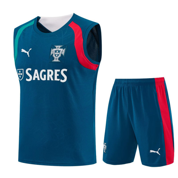 2026-27 Portugal Lake blue Tank top and shorts suit