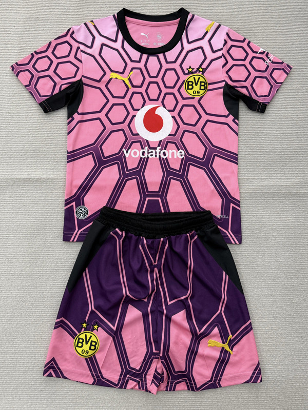 2026-27 Dortmund Pink Goalkeeper Kids Soccer Jersey