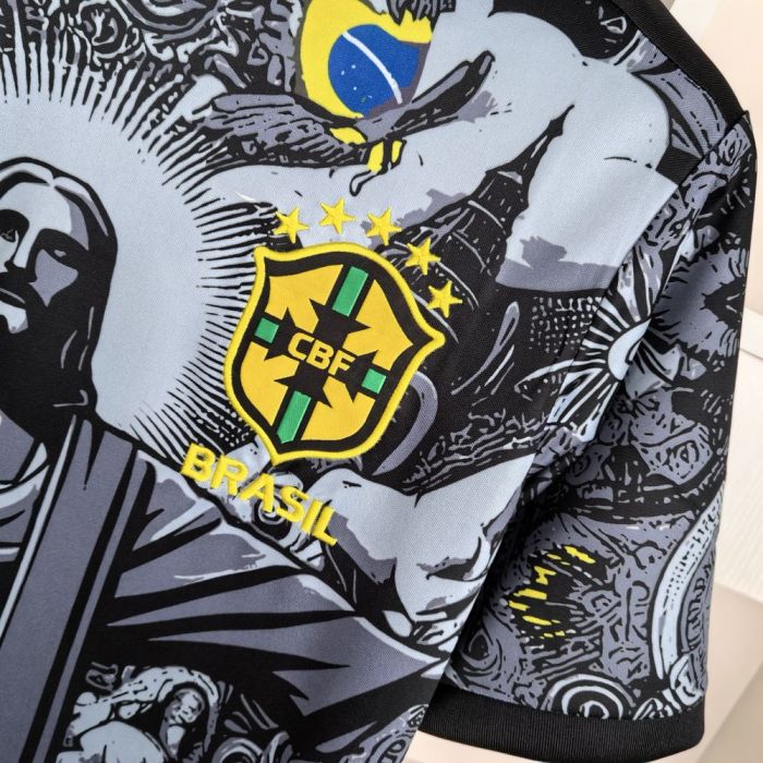 Brasil Brazil jersey 2024 Jesus the Redeemer Special Edition black shirt