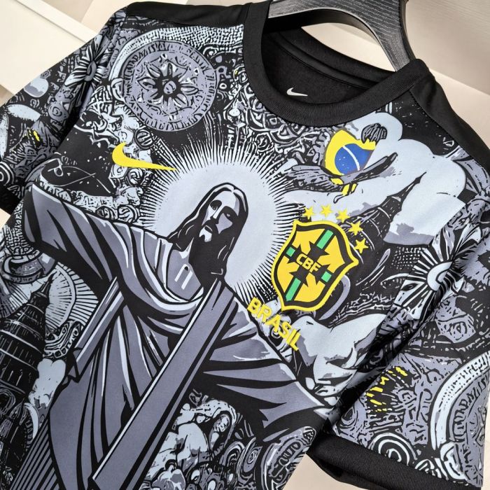Brasil Brazil jersey 2024 Jesus the Redeemer Special Edition black shirt