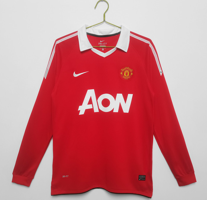 10-11 Manchester United Home Retro Kit Long Sleeve