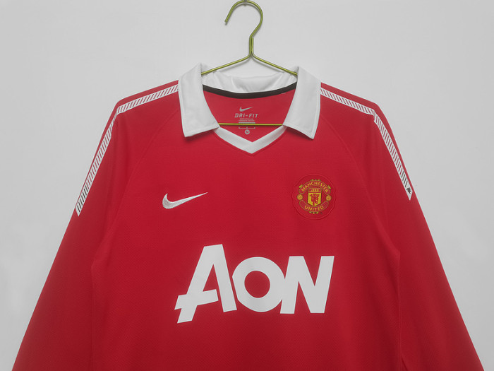10-11 Manchester United Home Retro Kit Long Sleeve