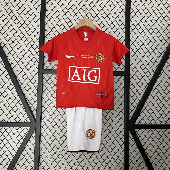 Manchester United Jersey 2007-2008 Retro Home Kids Kits