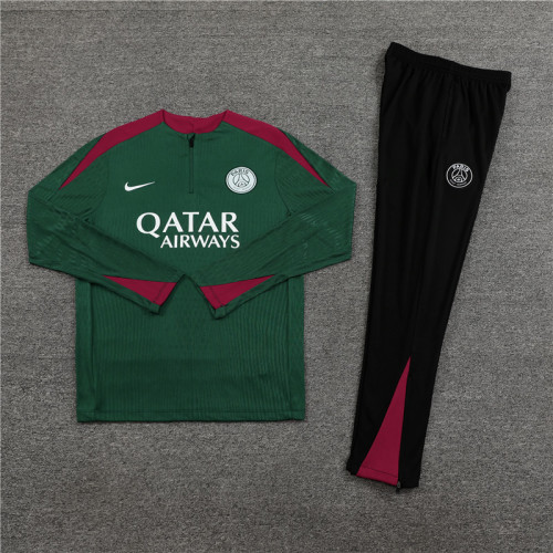 PSG tracksuit 24/25 green with red Quater Zip Training Kit