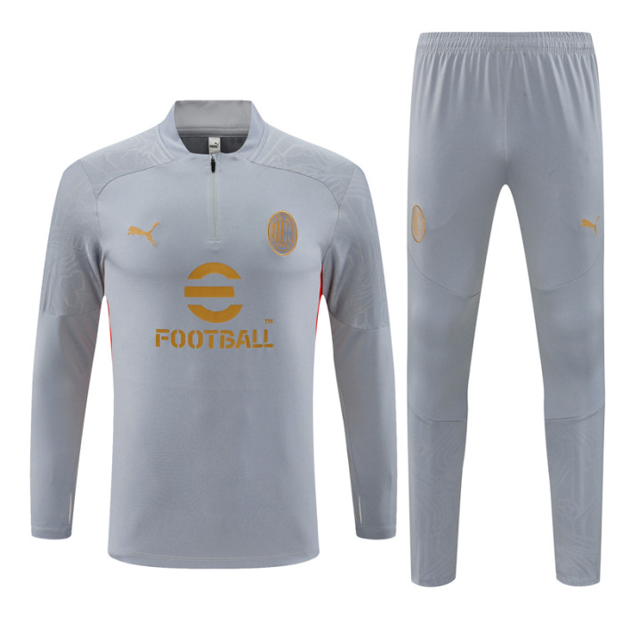 AC Milan tracksuit 24/25 gray with red Quater Zip Training Kit