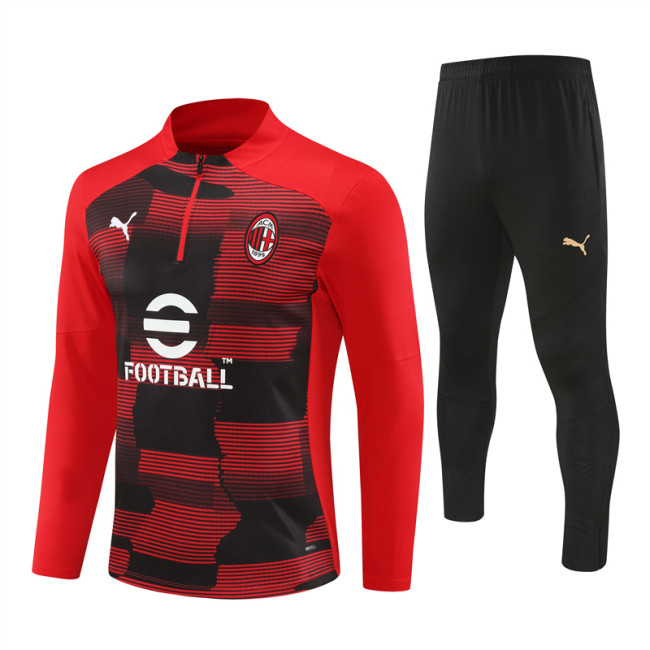 AC Milan tracksuit 24/25 red with black Quater Zip Training Kit