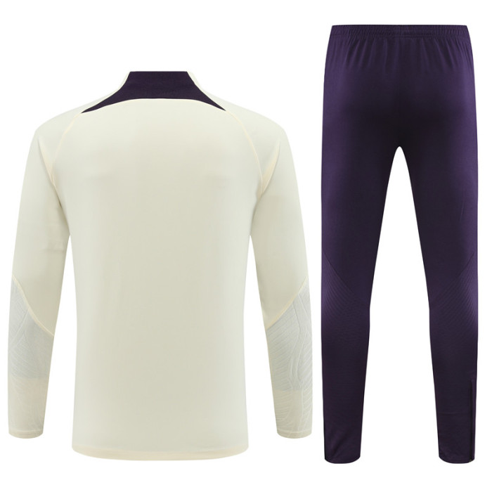 PSG tracksuit 23/24 beige with purple Quater Zip Training Kit
