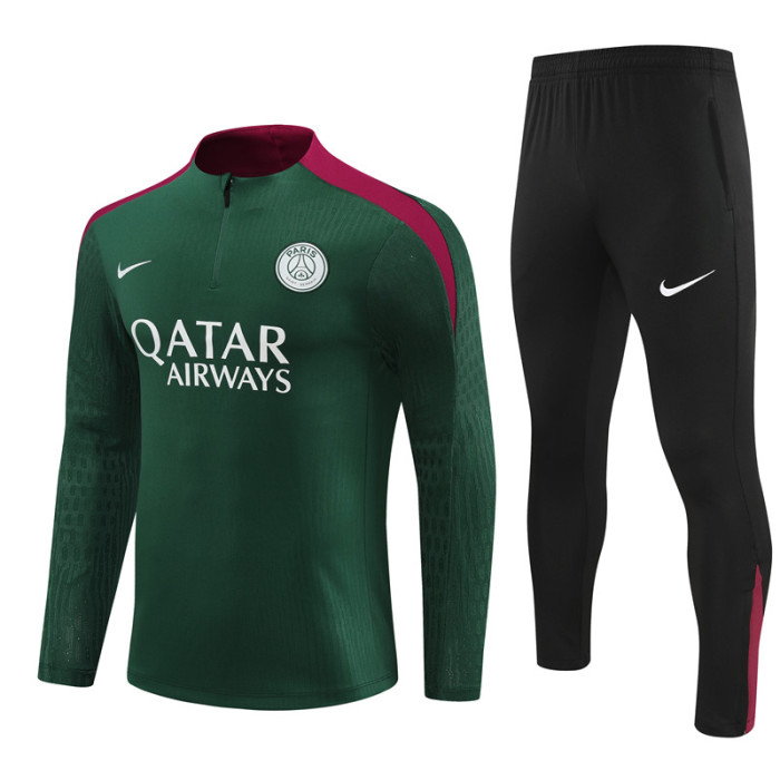 PSG tracksuit 24/25 green with red Quater Zip Training Kit