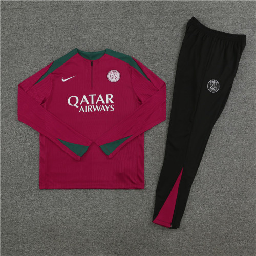 PSG tracksuit 24/25 red with green Quater Zip Training Kit